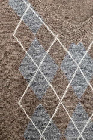 Свитер из смесовой шерсти с узором «ромбы»- Заказать в России