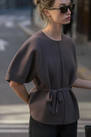 Джемпер с рукавами-буфами- Заказать в России