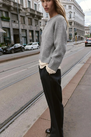 Джемпер из комбинированного трикотажа- Заказать в России