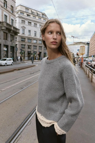 Джемпер из комбинированного трикотажа- Заказать в России