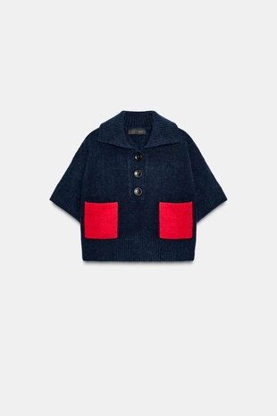 Джемпер из трикотажа с короткими рукавами- Заказать в России