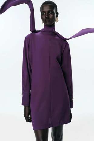 Мини-платье с шарфом- Заказать в России