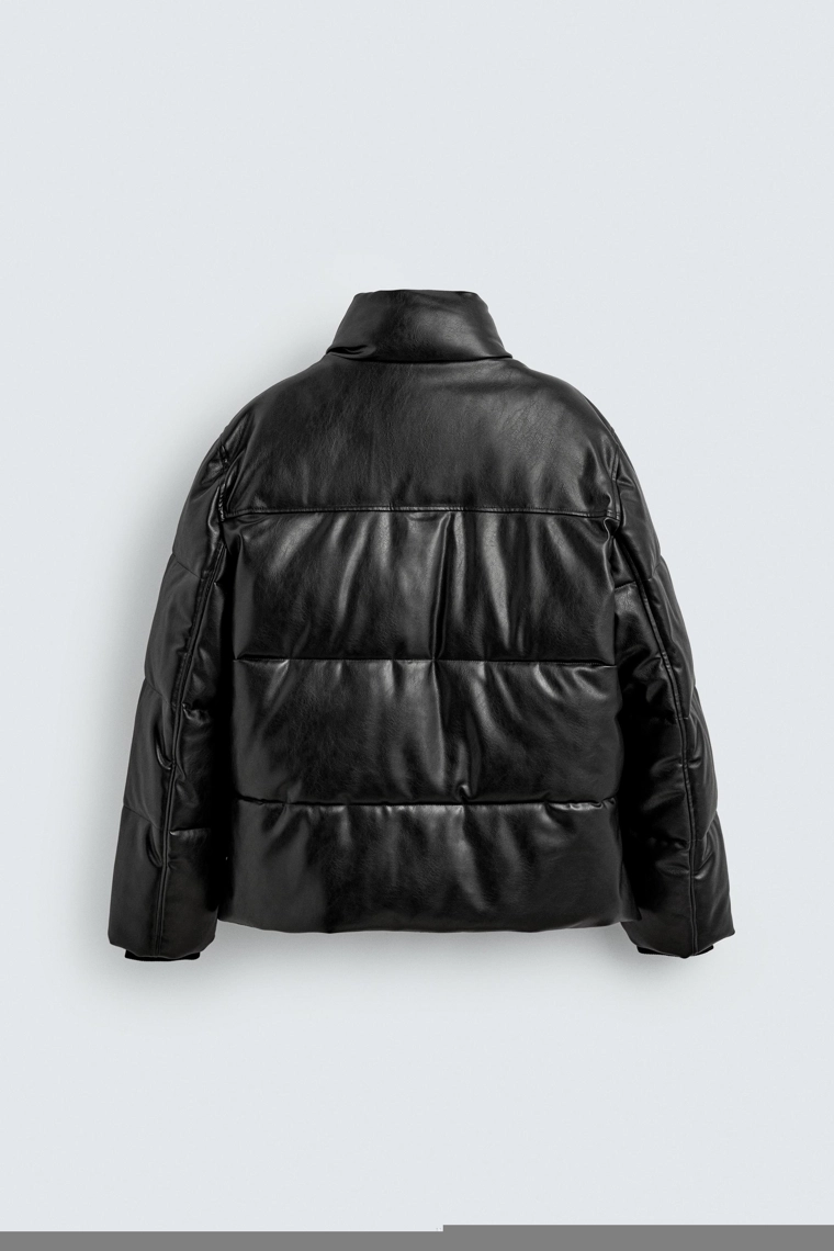 Пуховик из искусственной кожи