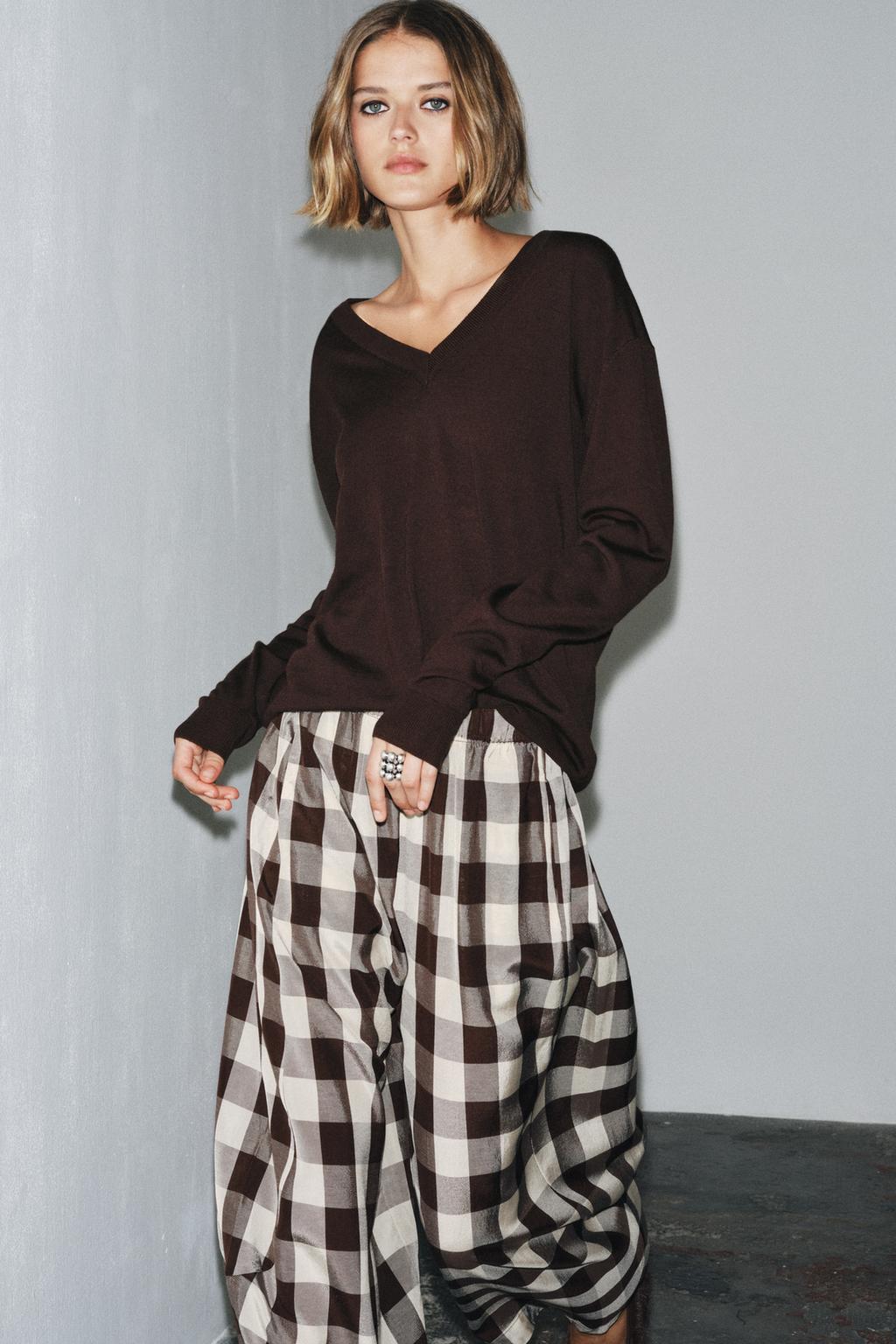 БРЮКИ В КЛЕТКУ ВИШИ — ZW COLLECTION