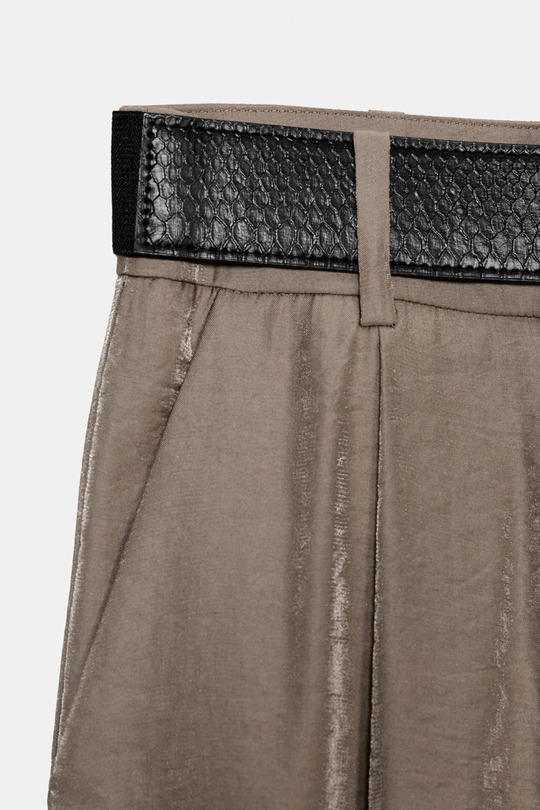 Широкие шелковистые брюки с поясом