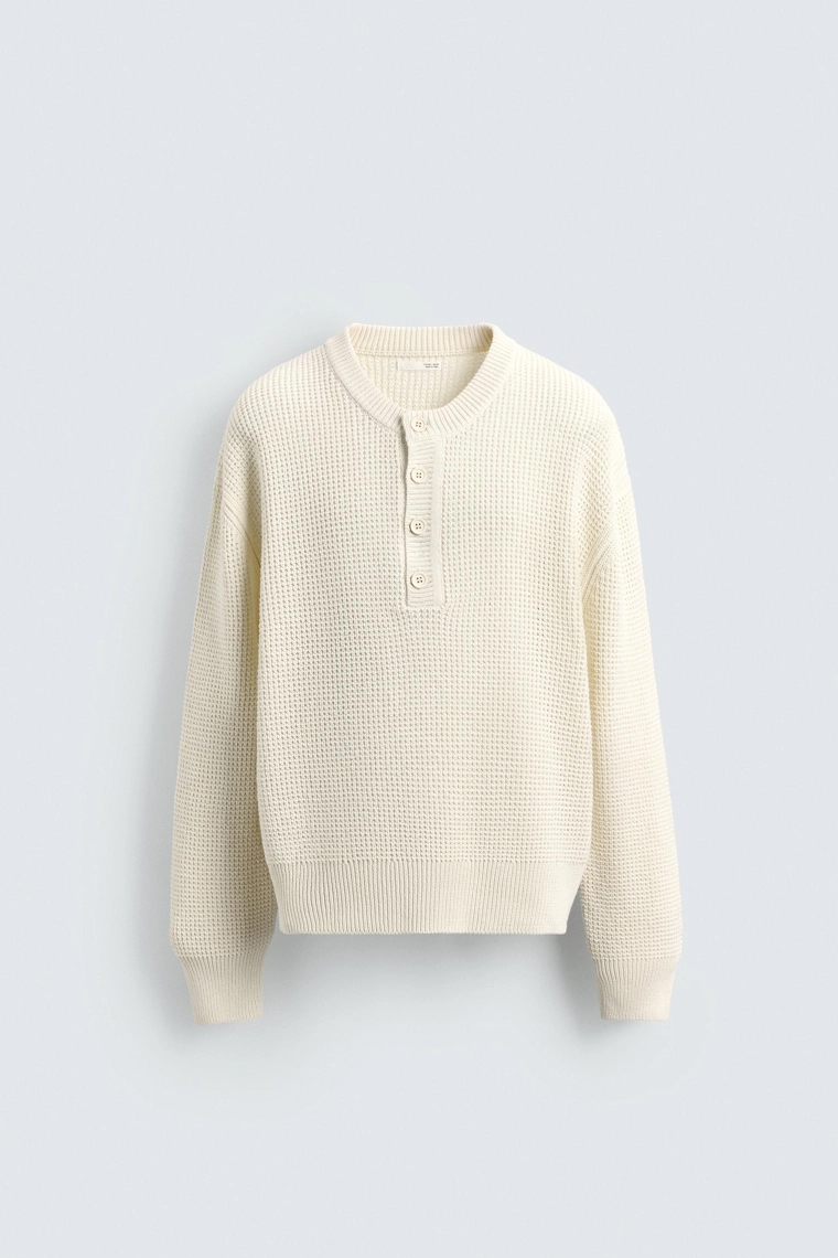 Джемпер свободного кроя с пуговичным воротником