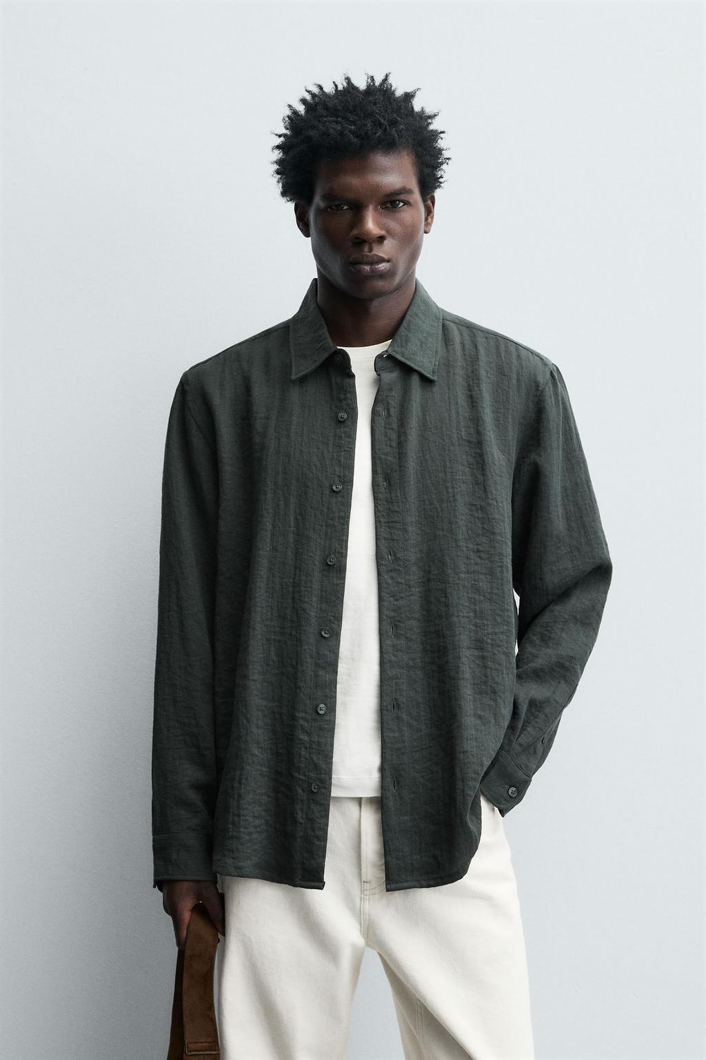 РУБАШКА RELAXED FIT ИЗ СТРУЯЩЕЙСЯ ТКАНИ