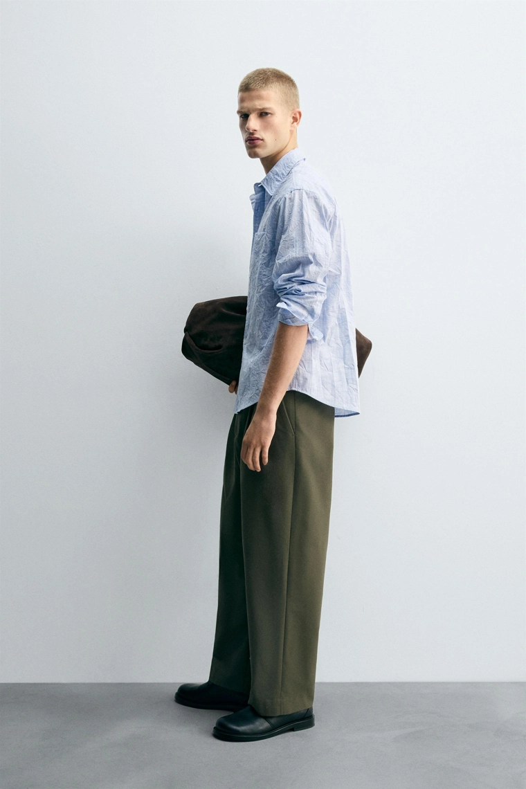 Рубашка в полоску с эффектом морщин