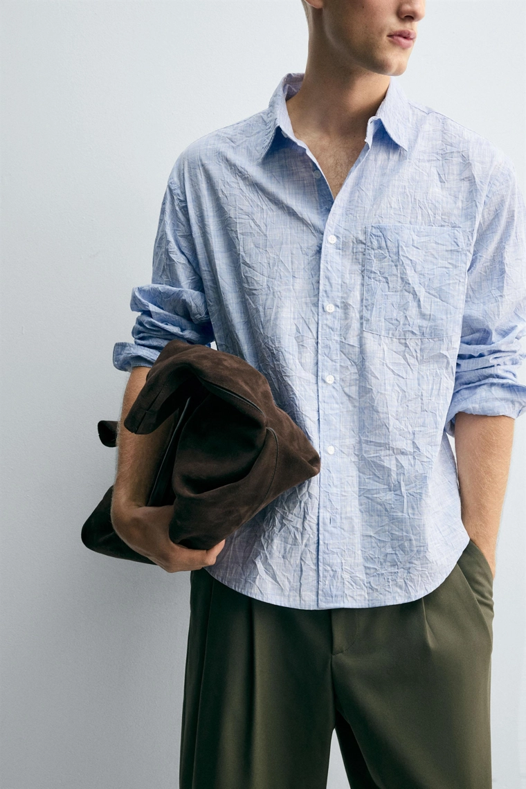 Рубашка в полоску с эффектом морщин