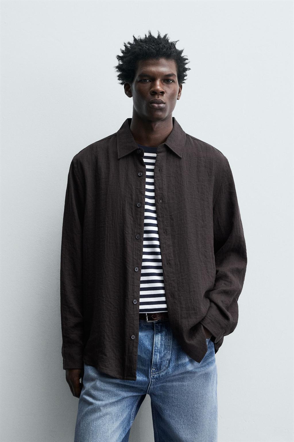 РУБАШКА RELAXED FIT ИЗ СТРУЯЩЕЙСЯ ТКАНИ
