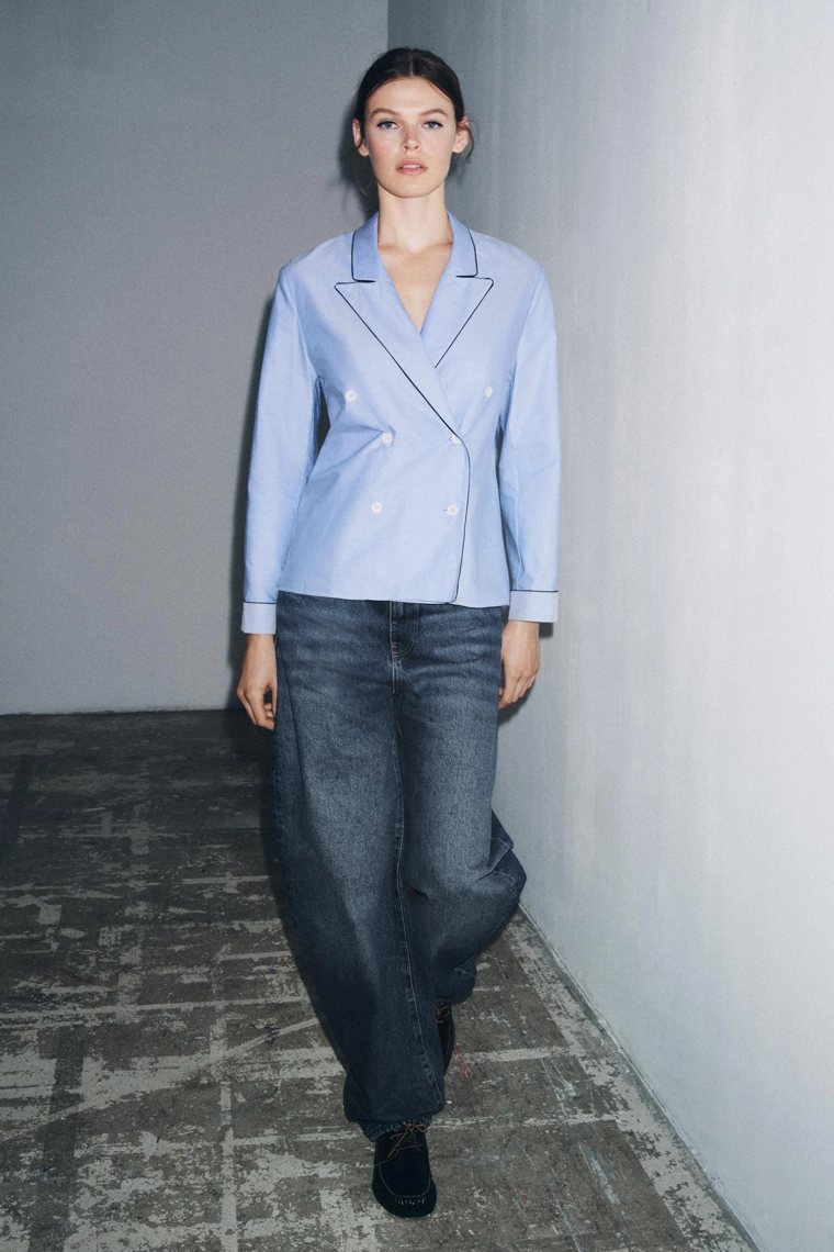 Рубашка с контрастной бейкой zw collection