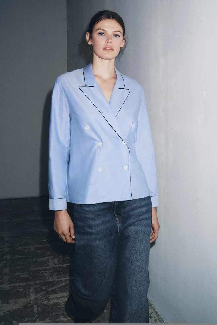 Рубашка с контрастной бейкой zw collection