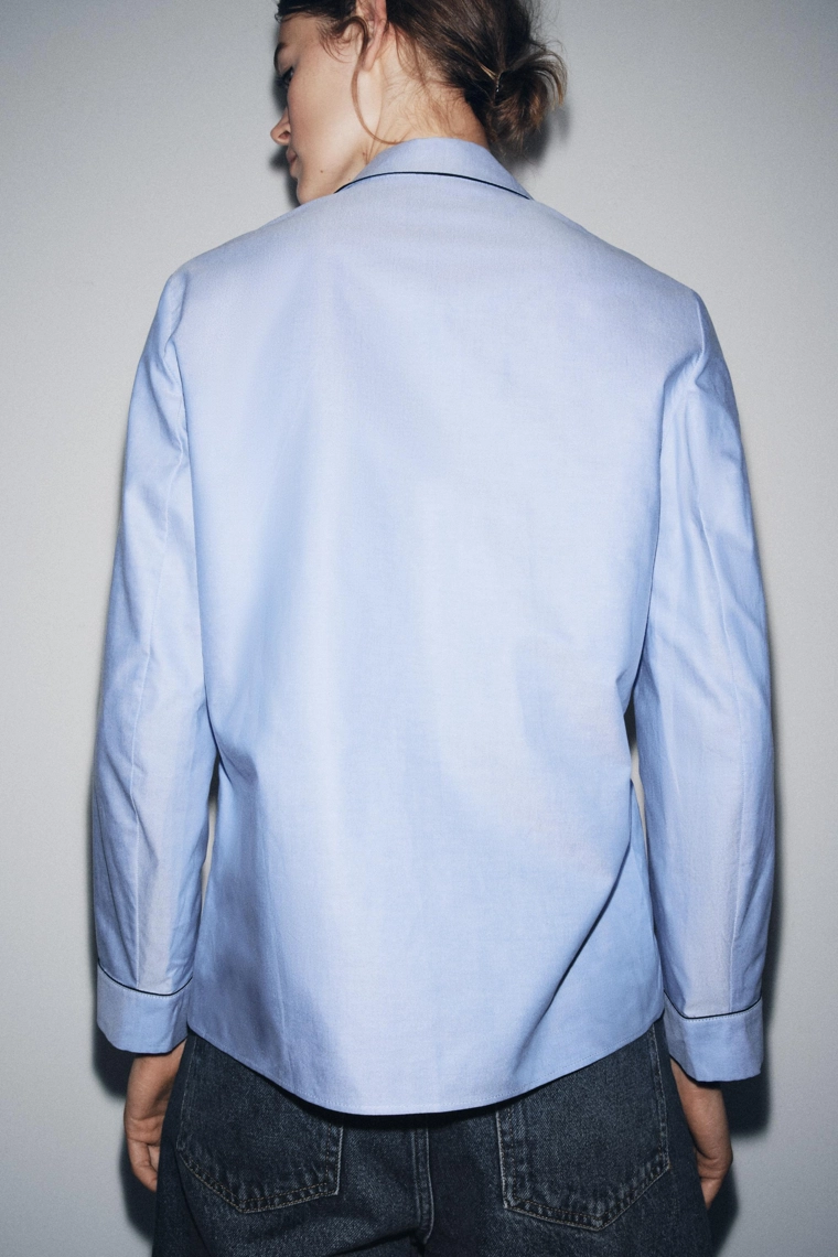 Рубашка с контрастной бейкой zw collection