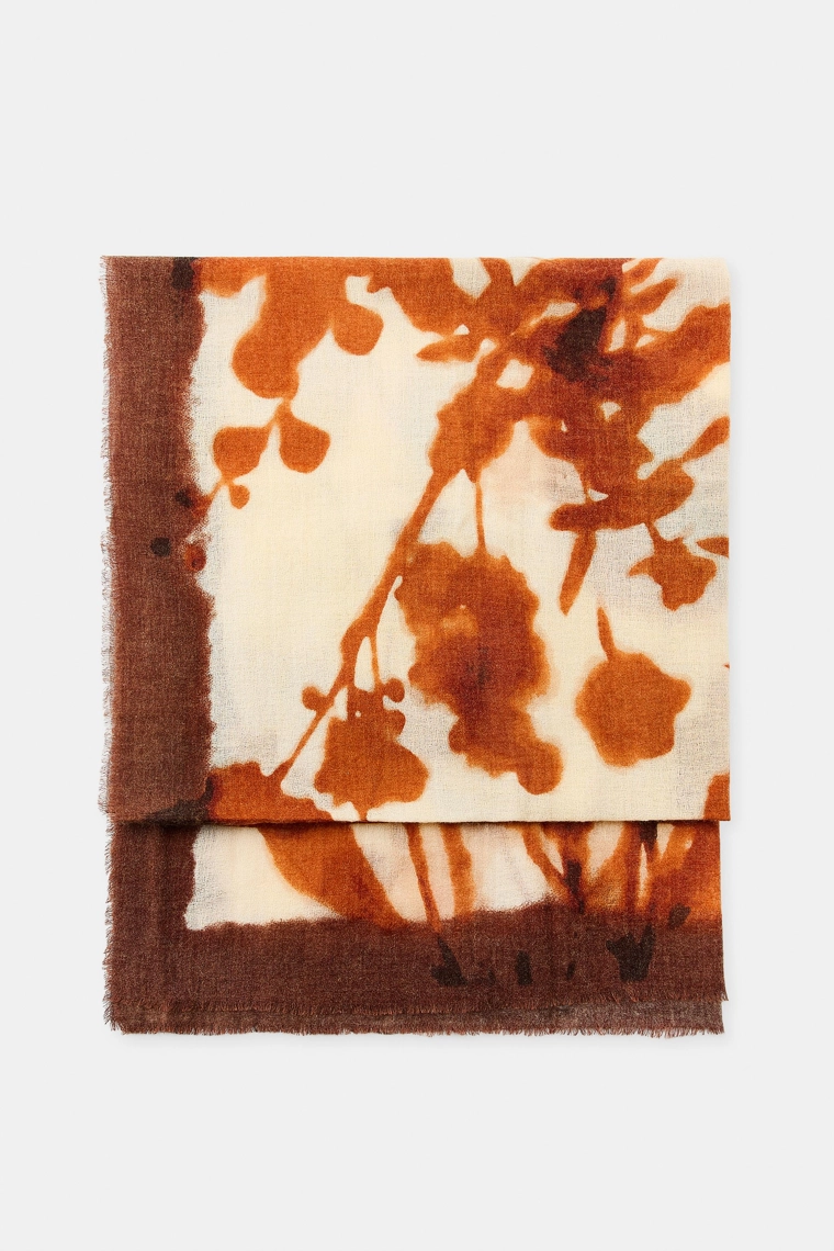 Платок с цветочным принтом из шерстяной смеси