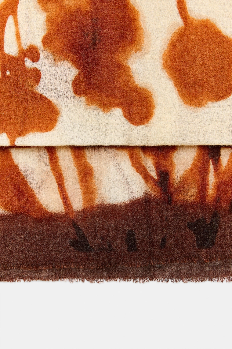 Платок с цветочным принтом из шерстяной смеси