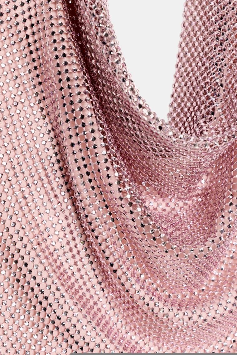 Топ на завязках красного цвета с блестками