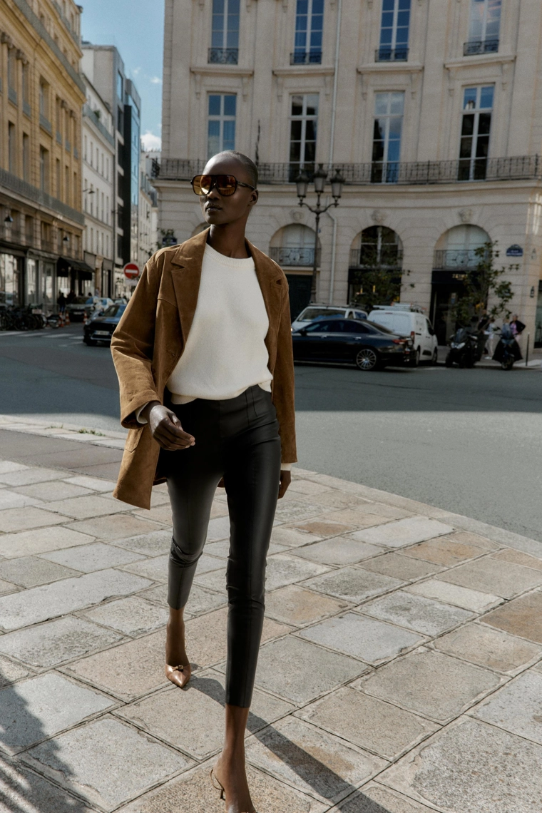 Леггинсы из искусственной кожи с высокой талией