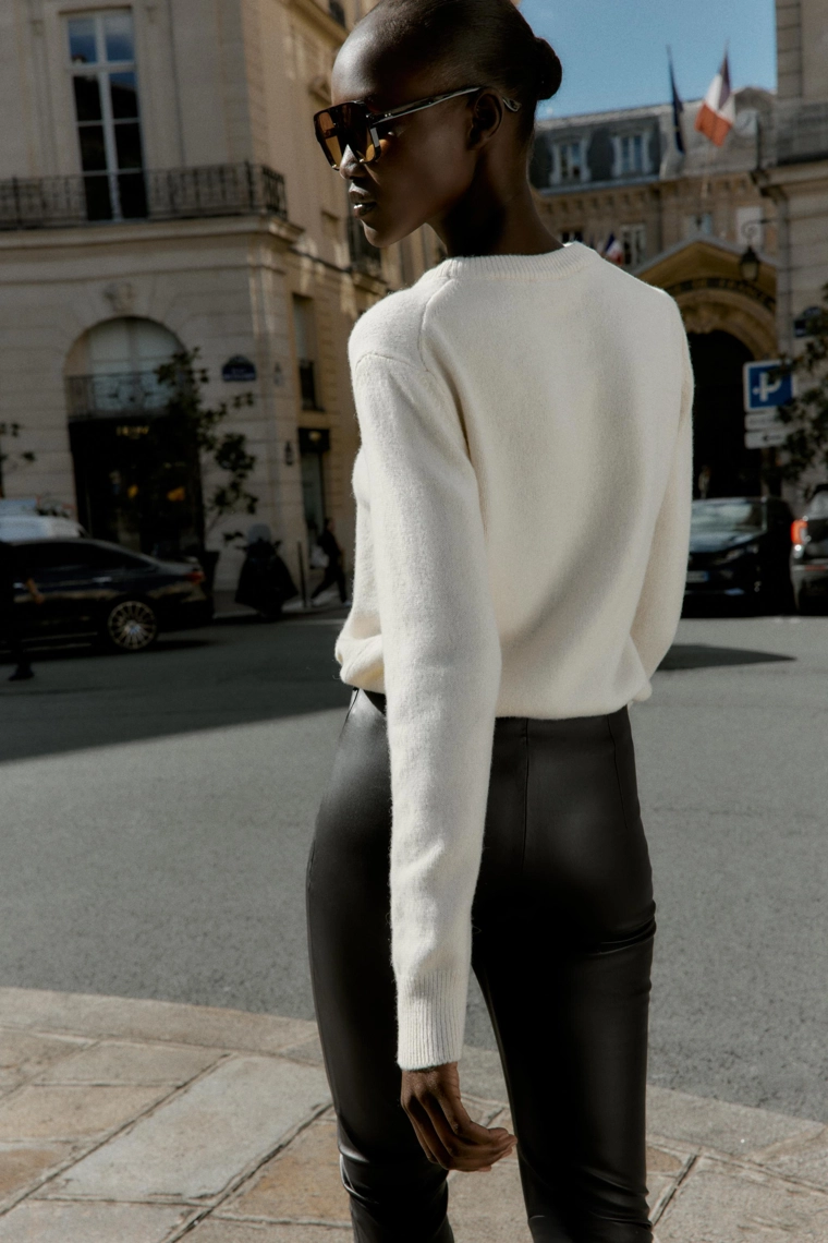 Леггинсы из искусственной кожи с высокой талией