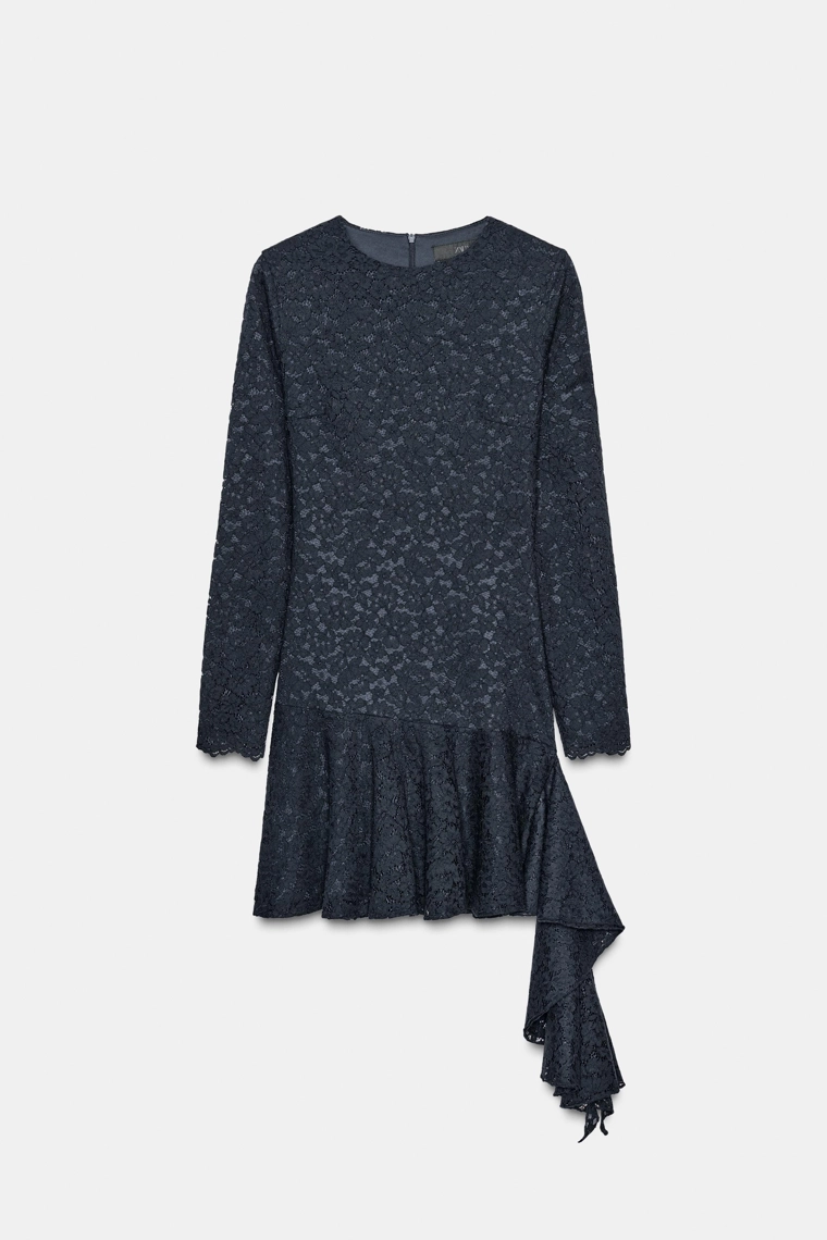 Платье миди с кружевными оборками