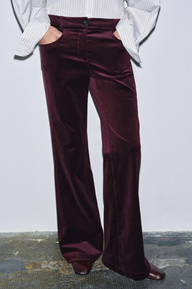 Брюки-клеш из велюра zw collection