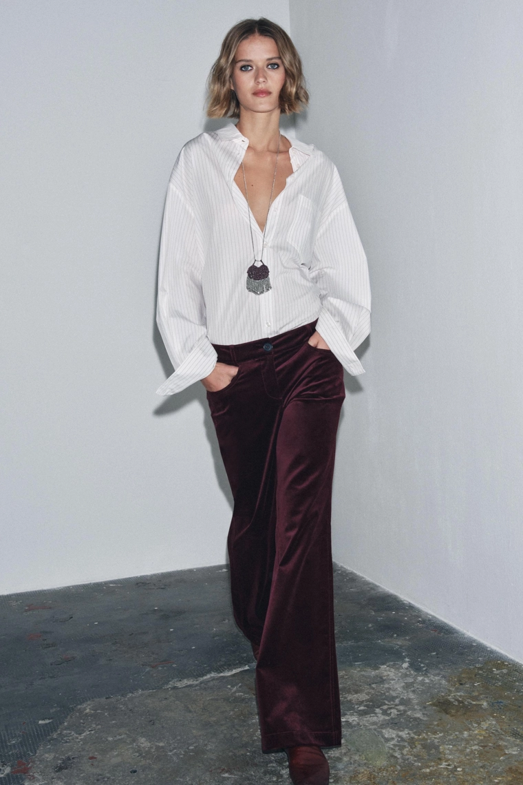 Брюки-клеш из велюра zw collection