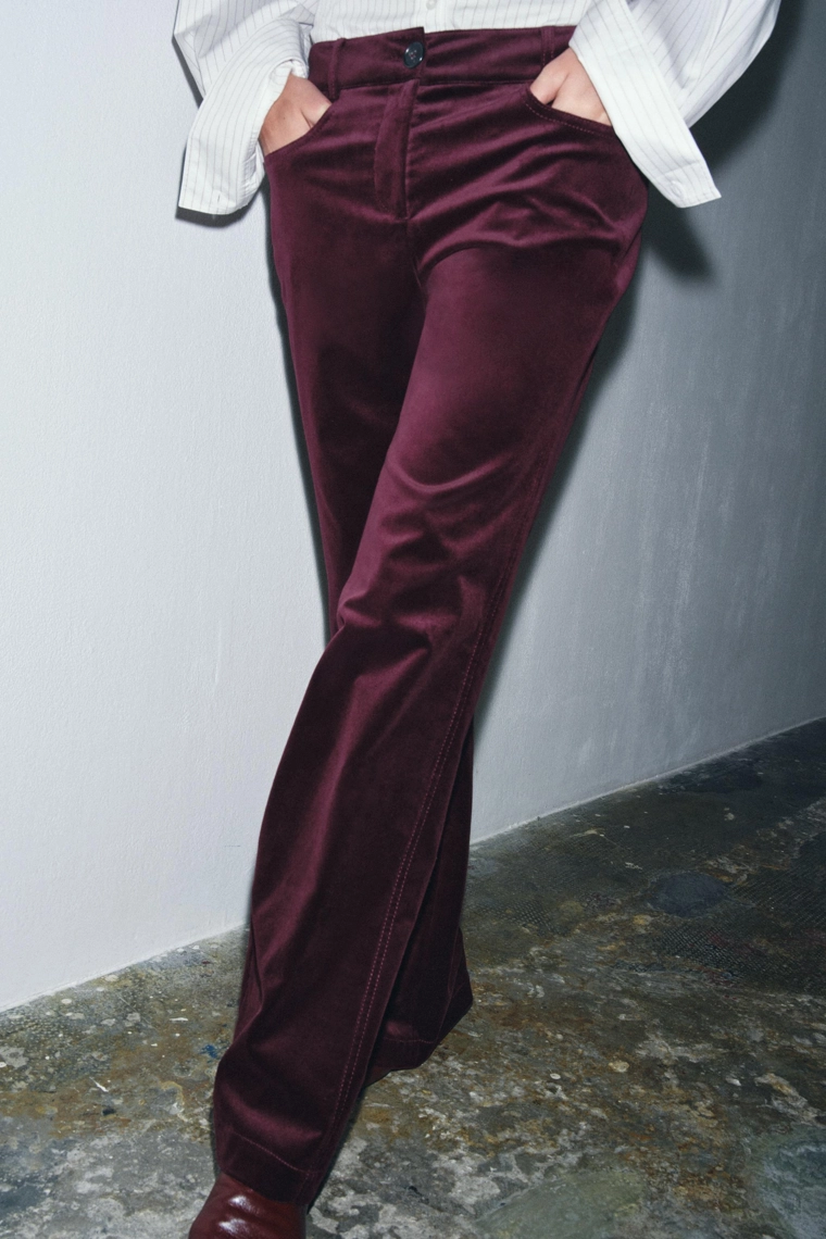 Брюки-клеш из велюра zw collection