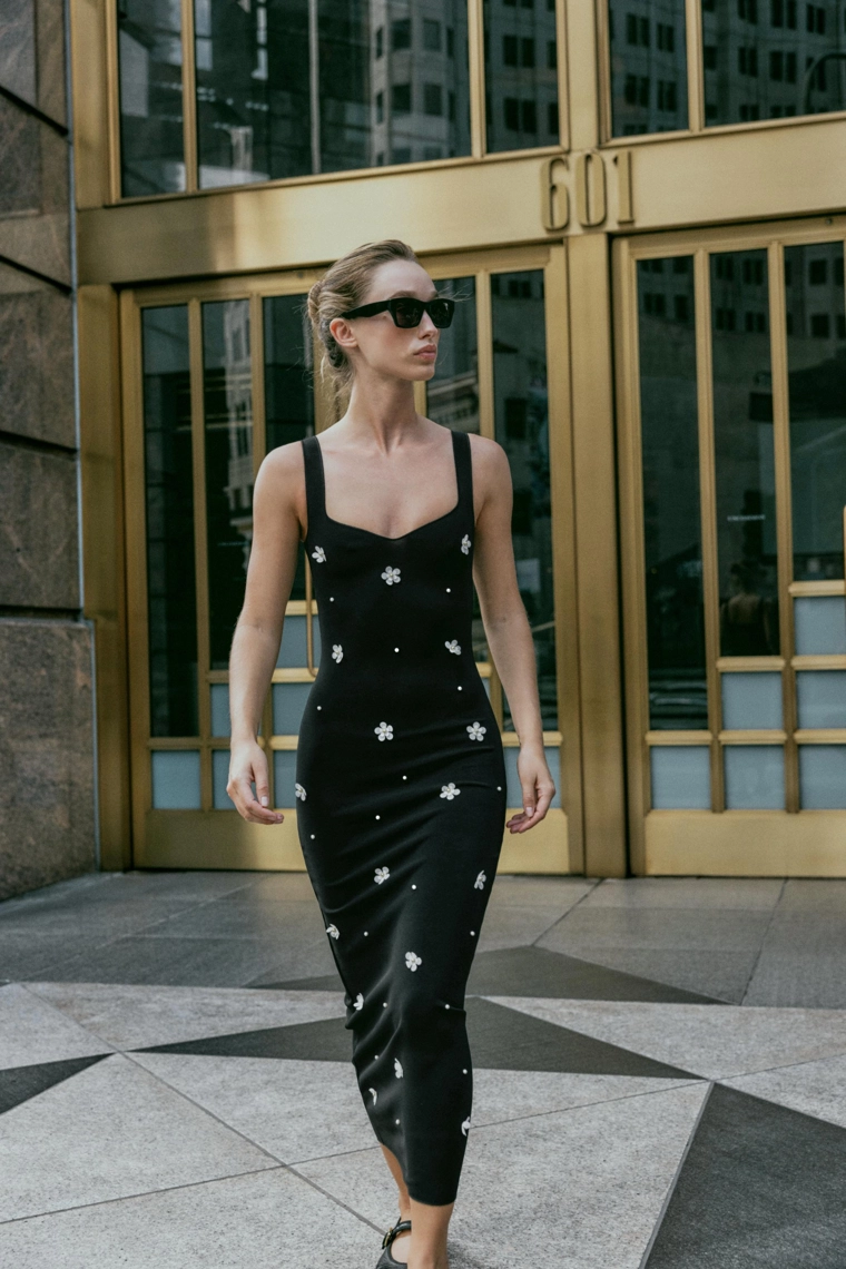 Миди-платье с цветочным узором