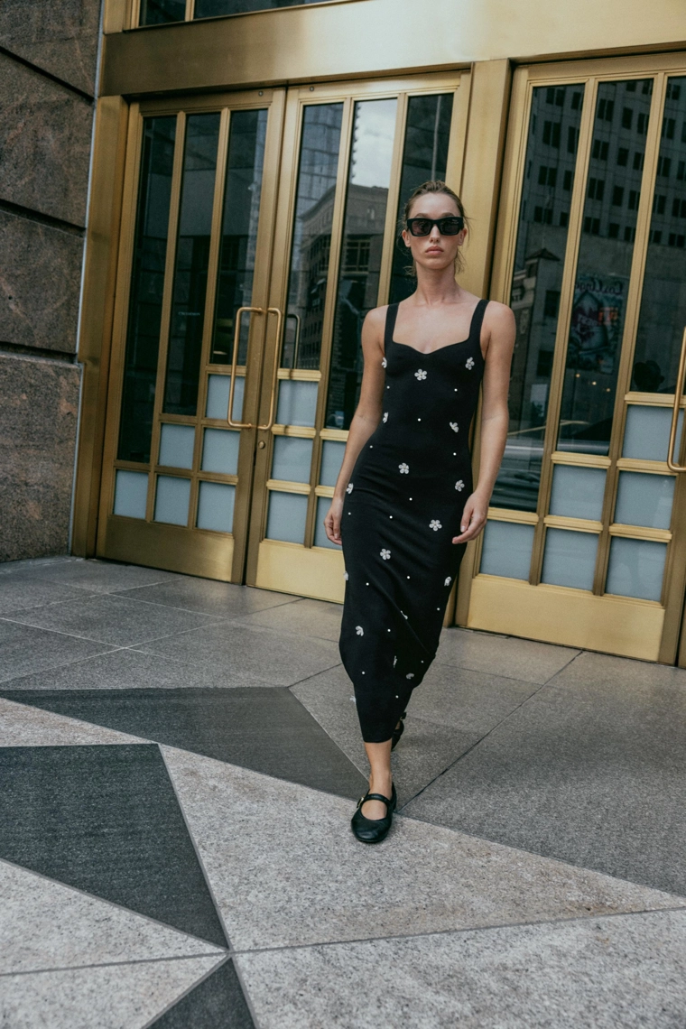 Миди-платье с цветочным узором