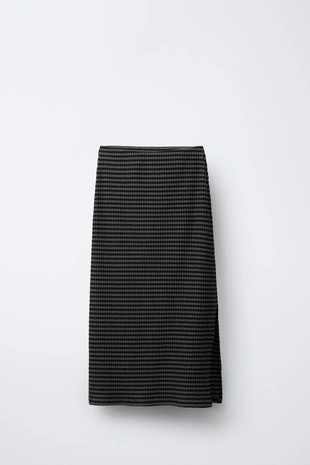 Юбка миди с текстурой в полоску- Заказать в России