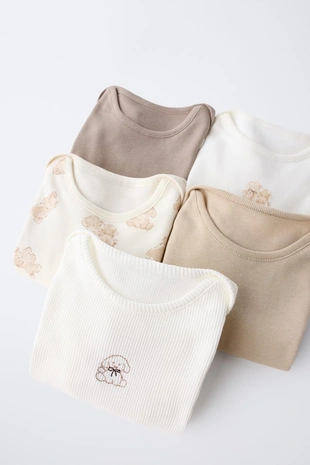 Набор из пяти боди с принтом собачек- Заказать в России