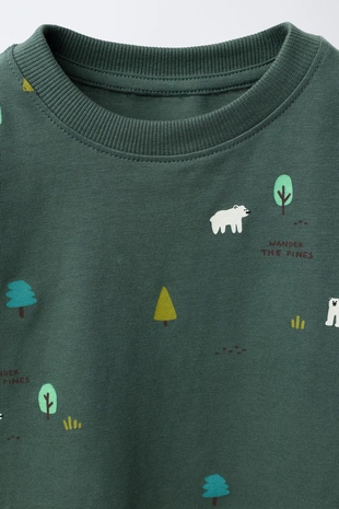Dark green | 4456/565/529 - Zara Футболка с принтом