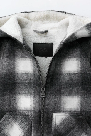 Пальто из искусственной овчины в клетку- Заказать в России