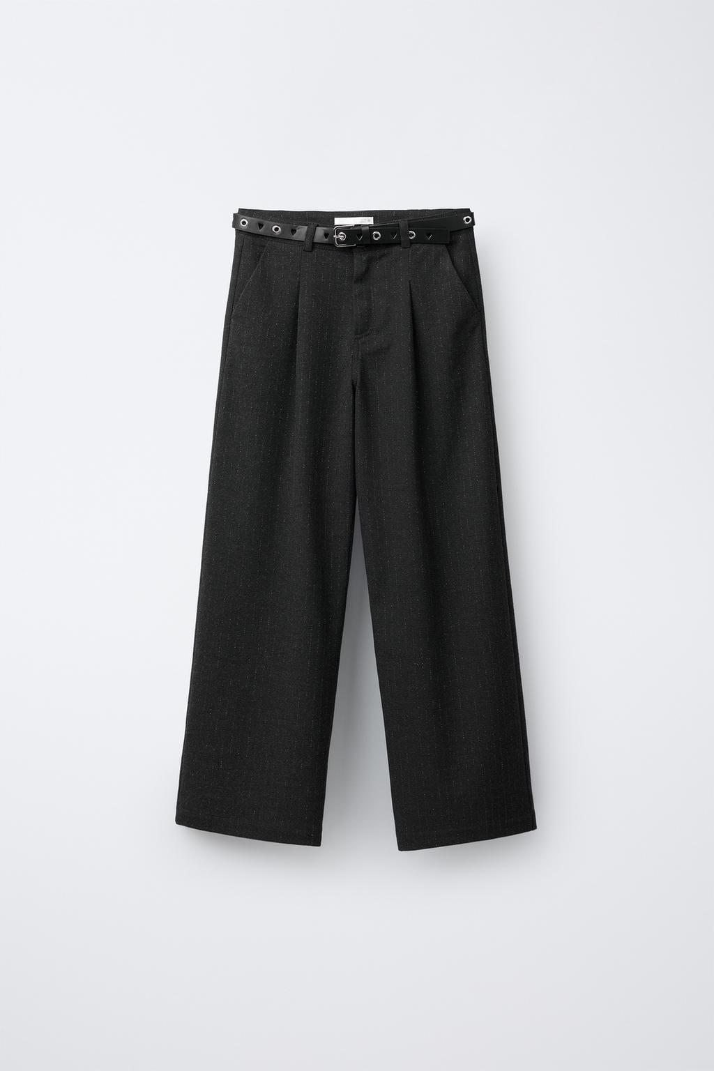 БРЮКИ WIDE LEG В ТОНКУЮ ПОЛОСКУ С БЛЕСКОМ