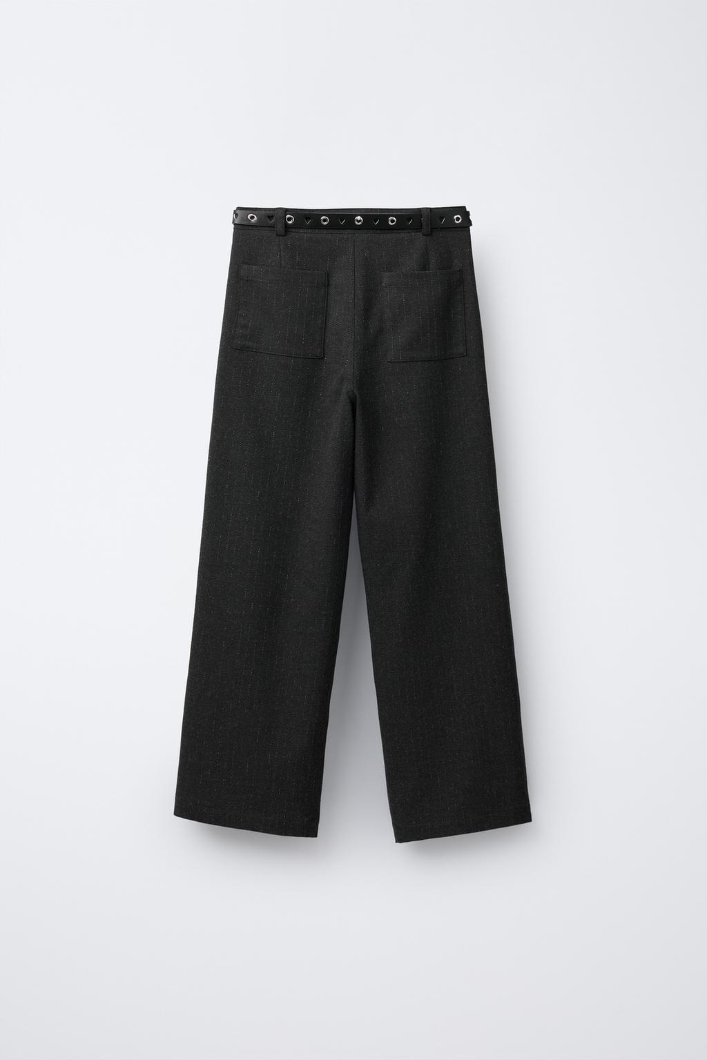 БРЮКИ WIDE LEG В ТОНКУЮ ПОЛОСКУ С БЛЕСКОМ