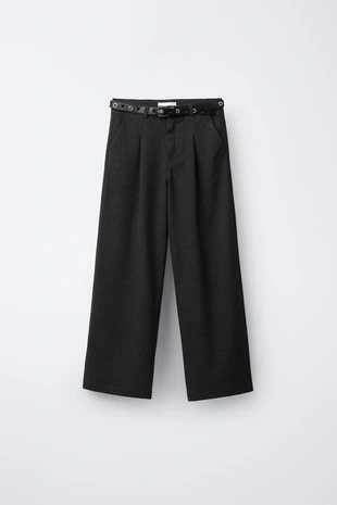 Купить Zara Брюки WIDE LEG в тонкую полоску с блеском