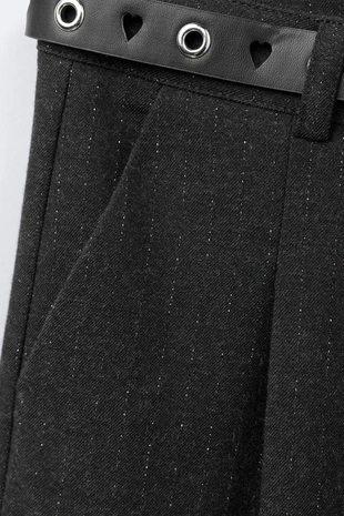 Брюки WIDE LEG в тонкую полоску с блеском- Заказать в России