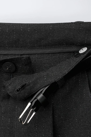 Брюки WIDE LEG в тонкую полоску с блеском- Заказать в России