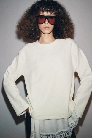 Комбинированный топ в бельевом стиле- Заказать в России