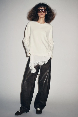 Комбинированный топ в бельевом стиле- Заказать в России