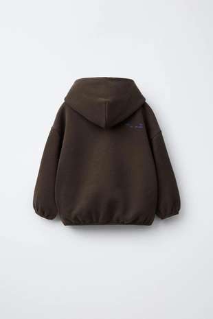 Brown | 9860/956/700 - Zara Толстовка с капюшоном из флиса с логотипом