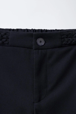 Navy blue | 6718/650/401 - Zara Брюки WIDE LEG с плетеным декором