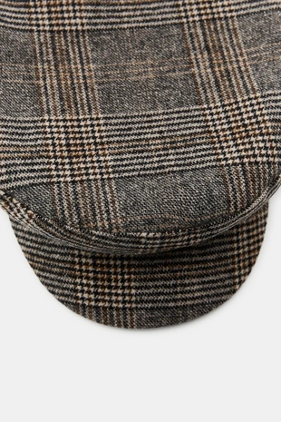 Морская кепка в клетку с шерстью- Заказать в России