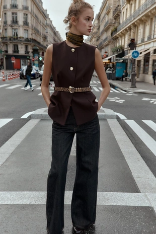 Жилет с поясом- Заказать в России