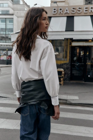 Рубашка из поплина с контрастной отделкой- Заказать в России