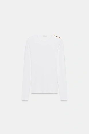 Футболка в рубчик с пуговицами- Заказать в России