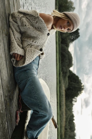 Купить Zara Кардиган крупной вязки с ажурным узором