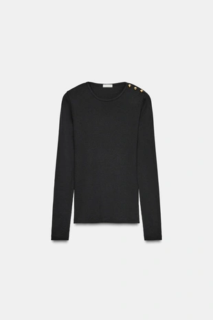 Футболка в рубчик с пуговицами- Заказать в России