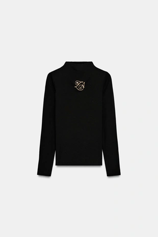 Футболка с воротником-стойкой и брошью- Заказать в России