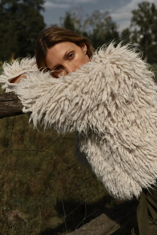 Кардиган с бахромой и эффектом ворса- Заказать в России