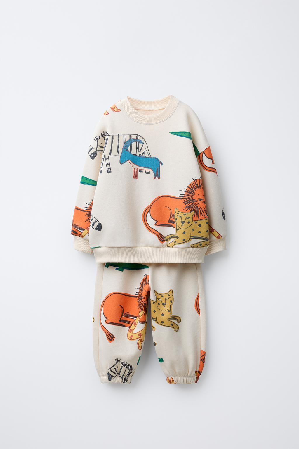 ANIMAL PRINT JOGGING SWEATSHIRT AND JOGGER TROUSERS SET